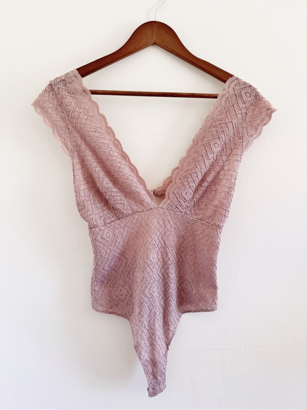 Free People Lace Bodysuit in Blush Pink small
